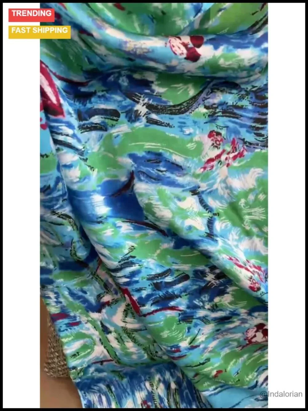 100% Pure Silk Scarf for Women Square Shawl Wrap Art Print Bandana